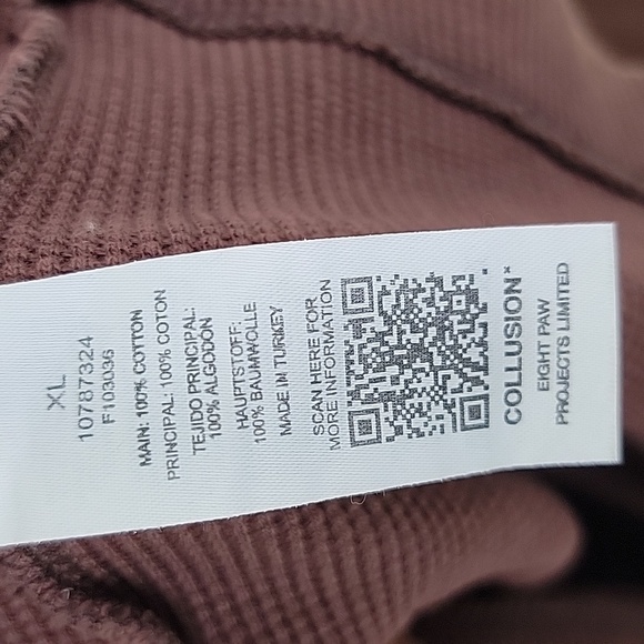 Collusion unisex long sleeve t-shirt in brow acid wash waffle fabric size Xlarge - Picture 10 of 10